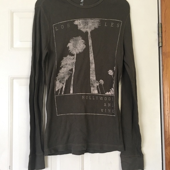 Los Angeles and Hollywood waffle weave long sleeve t shirt - Picture 3 of 4